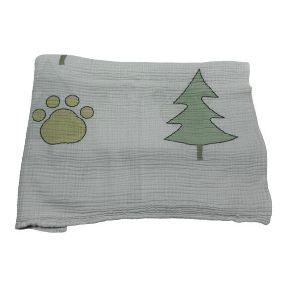 Colorado Kids Gear Muslin Swaddle Baby Blanket Tree Paw Print Cotton Green - Picture 2 of 4